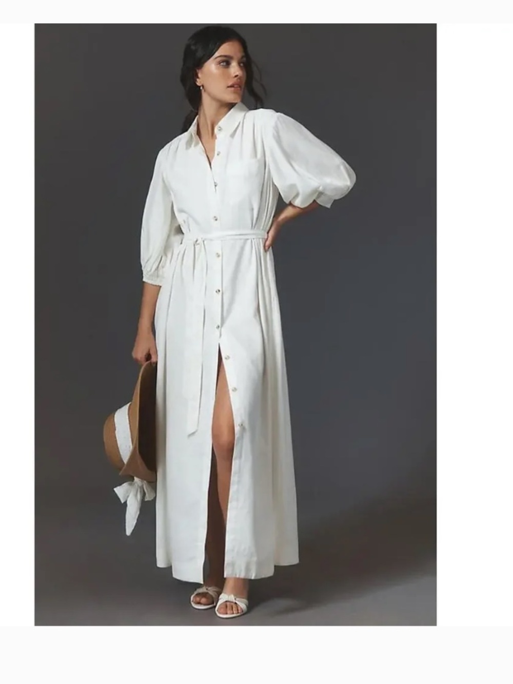 Maeve Mona Linen Blend Maxi Shirtdress